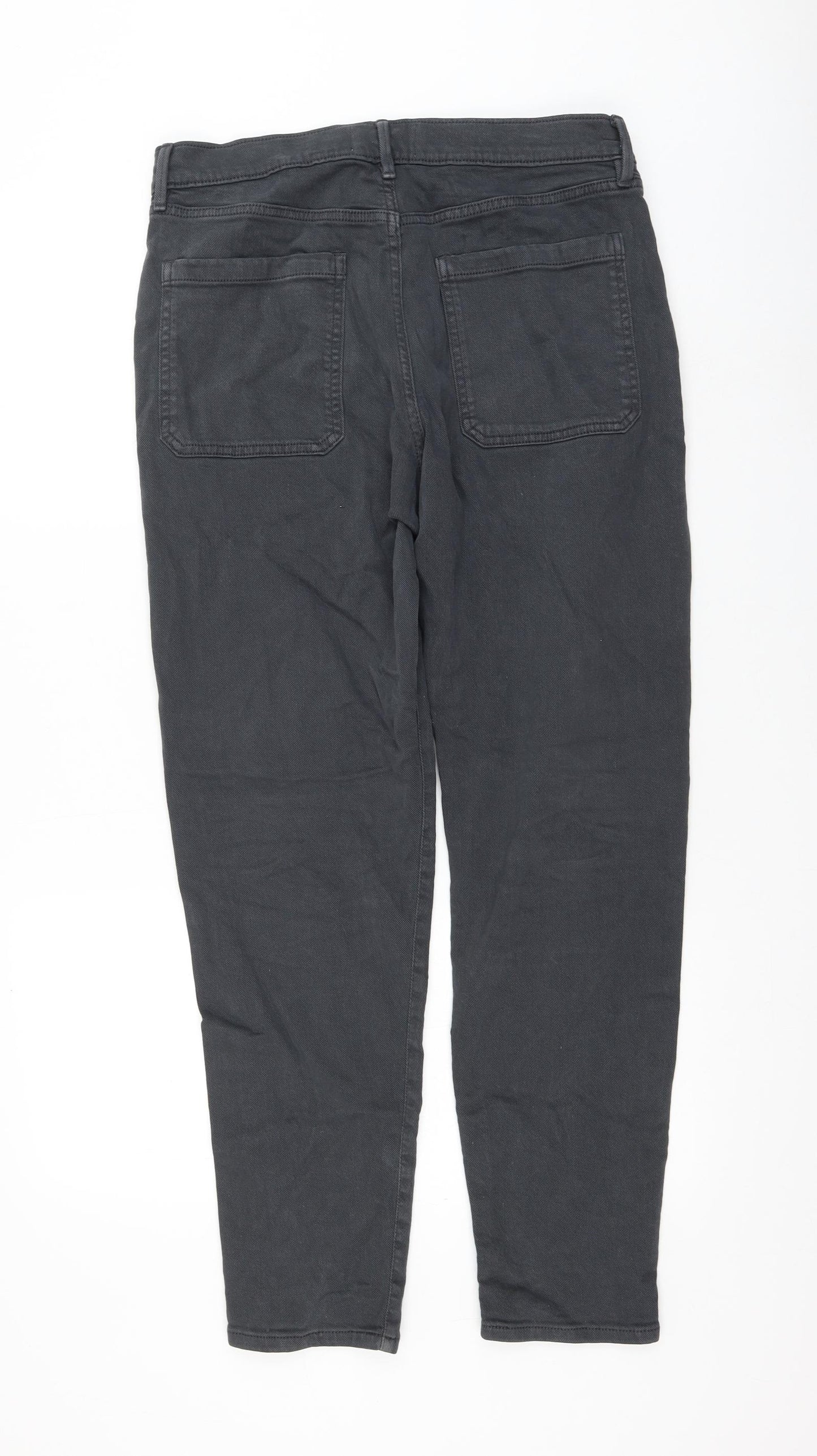 Marks and Spencer Womens Grey Cotton Tapered Jeans Size 32 in L31 in Regular Zip