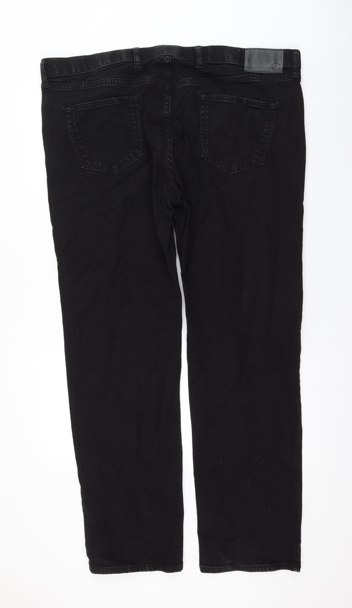 Preworn Womens Black Polyester Straight Jeans Size 42 L30 in Regular Zip