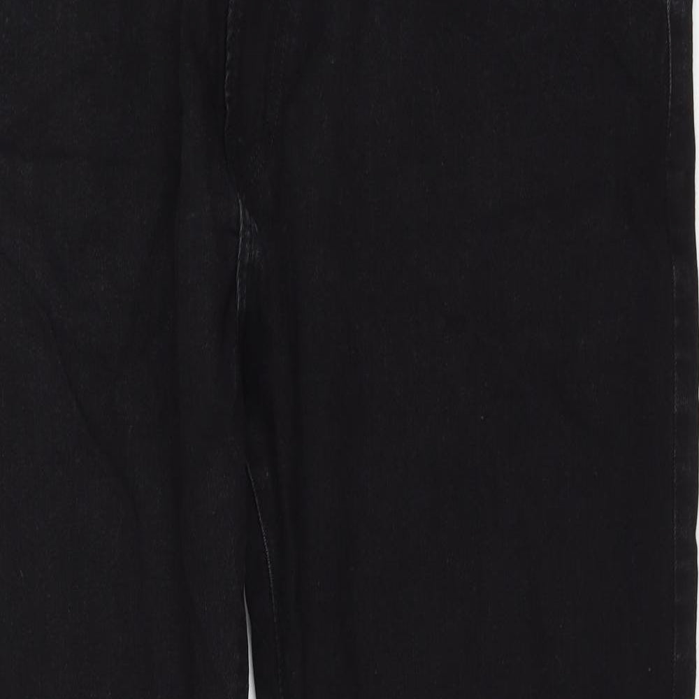 Preworn Womens Black Polyester Straight Jeans Size 42 L30 in Regular Zip