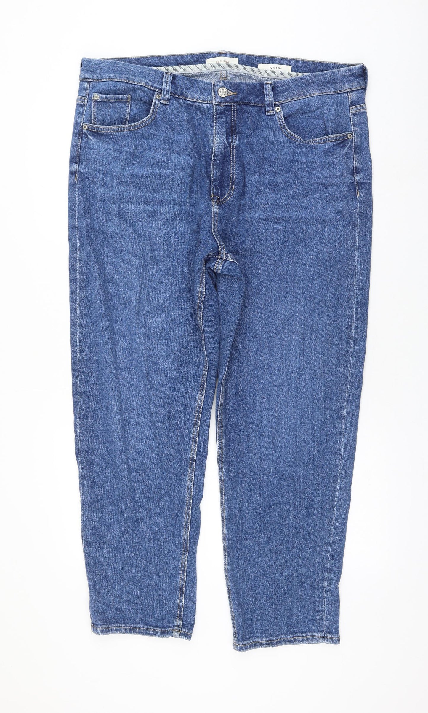 Per Una Womens Blue Polyester Straight Jeans Size 20 L28 in Regular Zip
