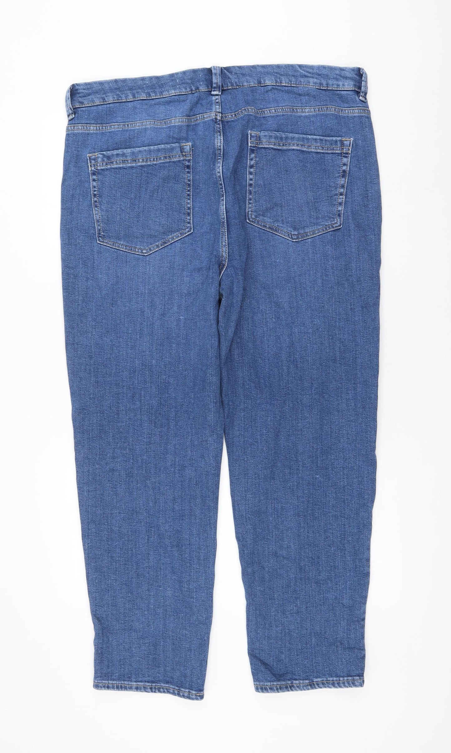 Per Una Womens Blue Polyester Straight Jeans Size 20 L28 in Regular Zip