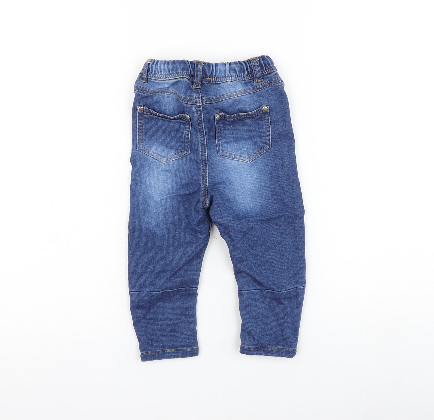 Little Gent Boys Blue Cotton Jogger Jeans Size 12-18 Months Drawstring