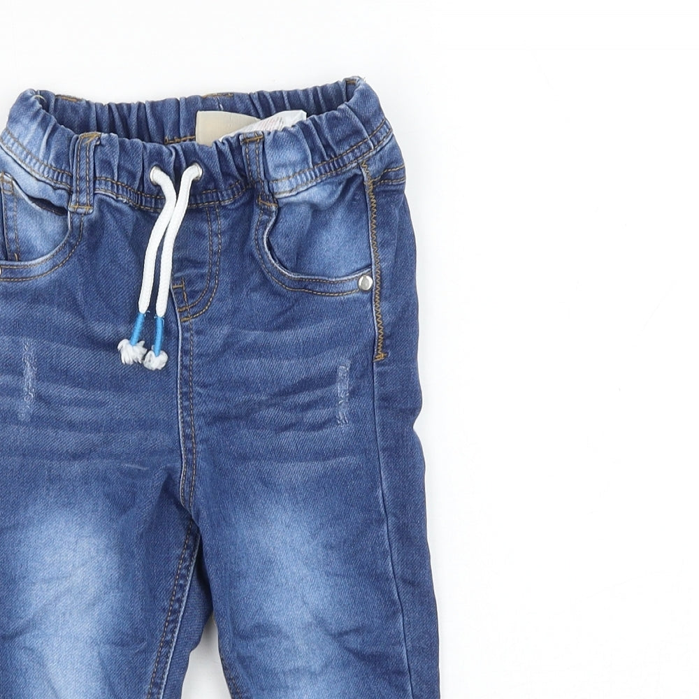 Little Gent Boys Blue Cotton Jogger Jeans Size 12-18 Months Drawstring