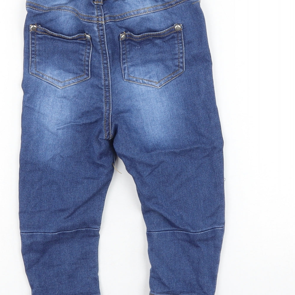 Little Gent Boys Blue Cotton Jogger Jeans Size 12-18 Months Drawstring