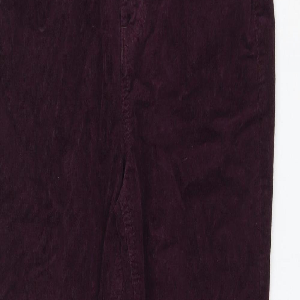 Marks and Spencer Womens Purple Cotton Trousers Size 10 L28 in Regular Zip