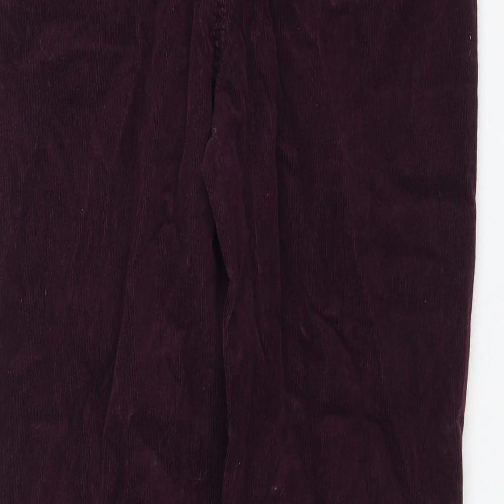 Marks and Spencer Womens Purple Cotton Trousers Size 10 L28 in Regular Zip