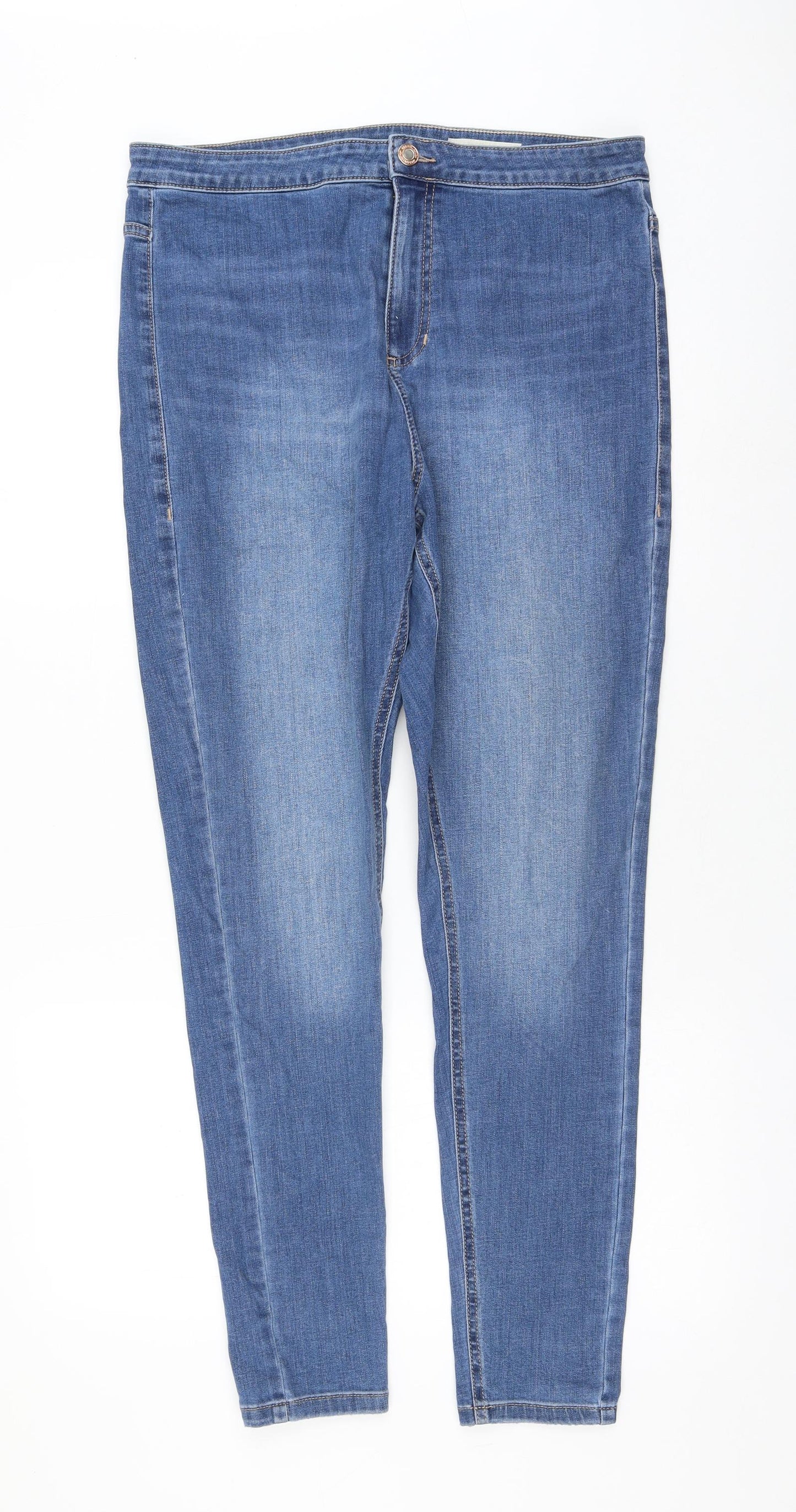 Preworn Womens Blue Polyester Skinny Jeans Size 16 L29 in Regular Zip