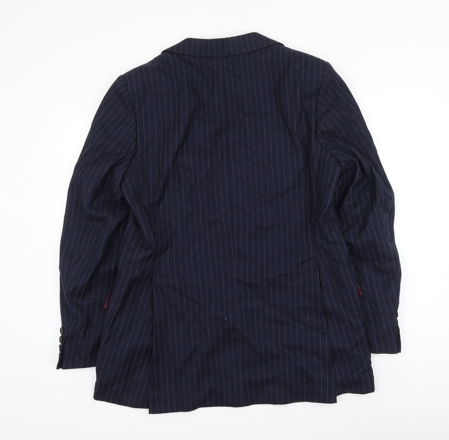 Preworn Mens Blue Striped Wool Jacket Suit Jacket Size 38