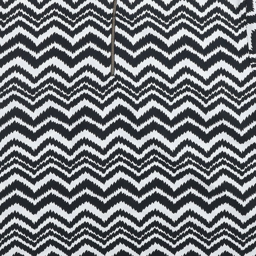 Definitions Womens Black Geometric Polyester Basic T-Shirt Size 16 Scoop Neck