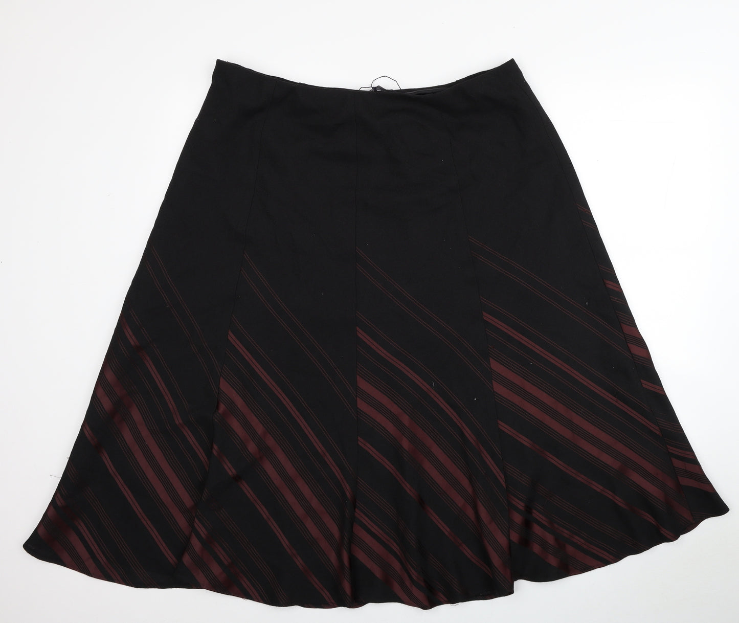 Marks and Spencer Womens Black Striped Polyester Pleated Skirt Size 18