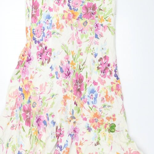 Per Una Womens Multicoloured Floral Cotton Fit & Flare Size 14 V-Neck Pullover