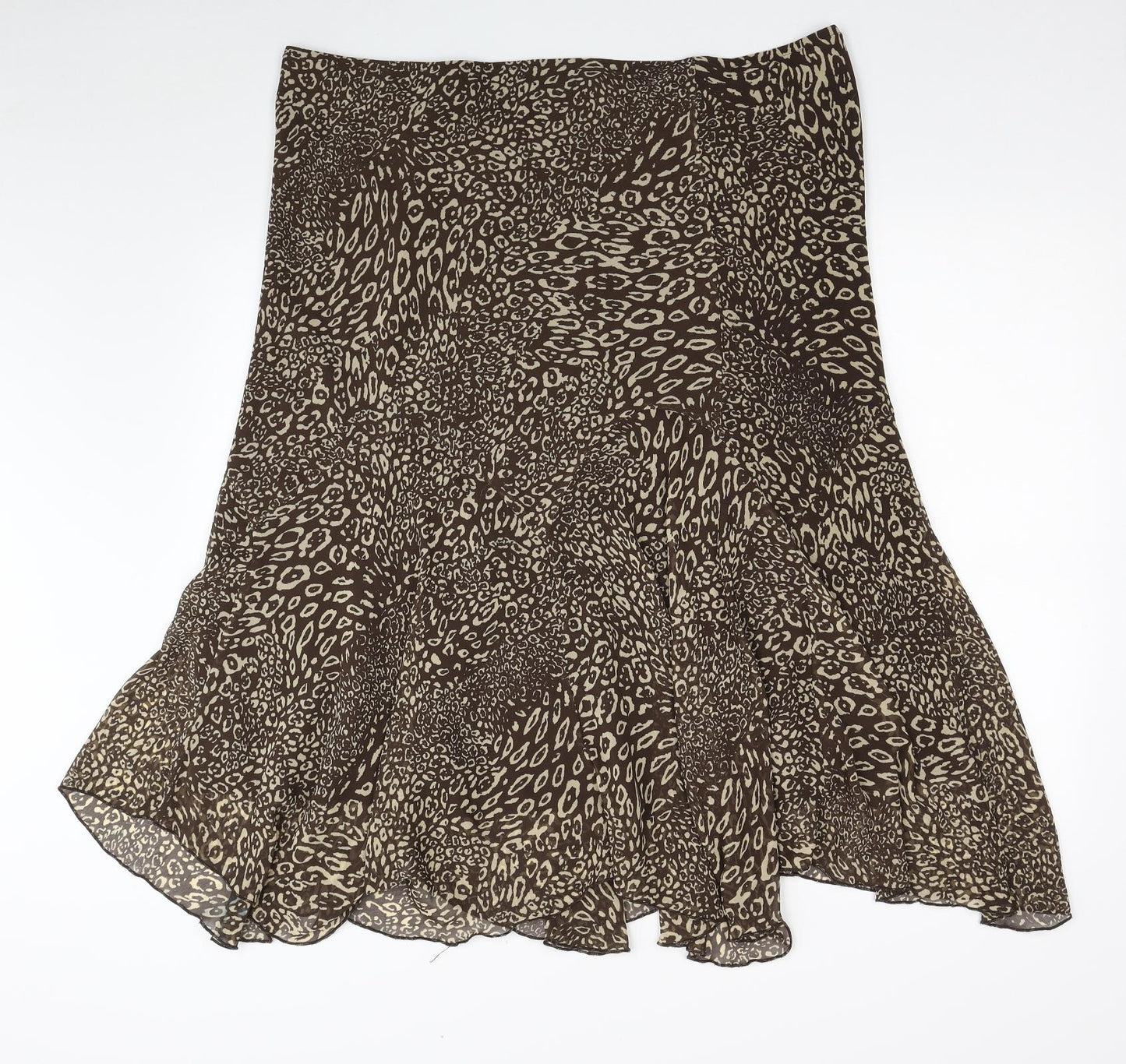 Per Una Womens Beige Animal Print Polyester Flare Skirt Size 18 - Leopard Print