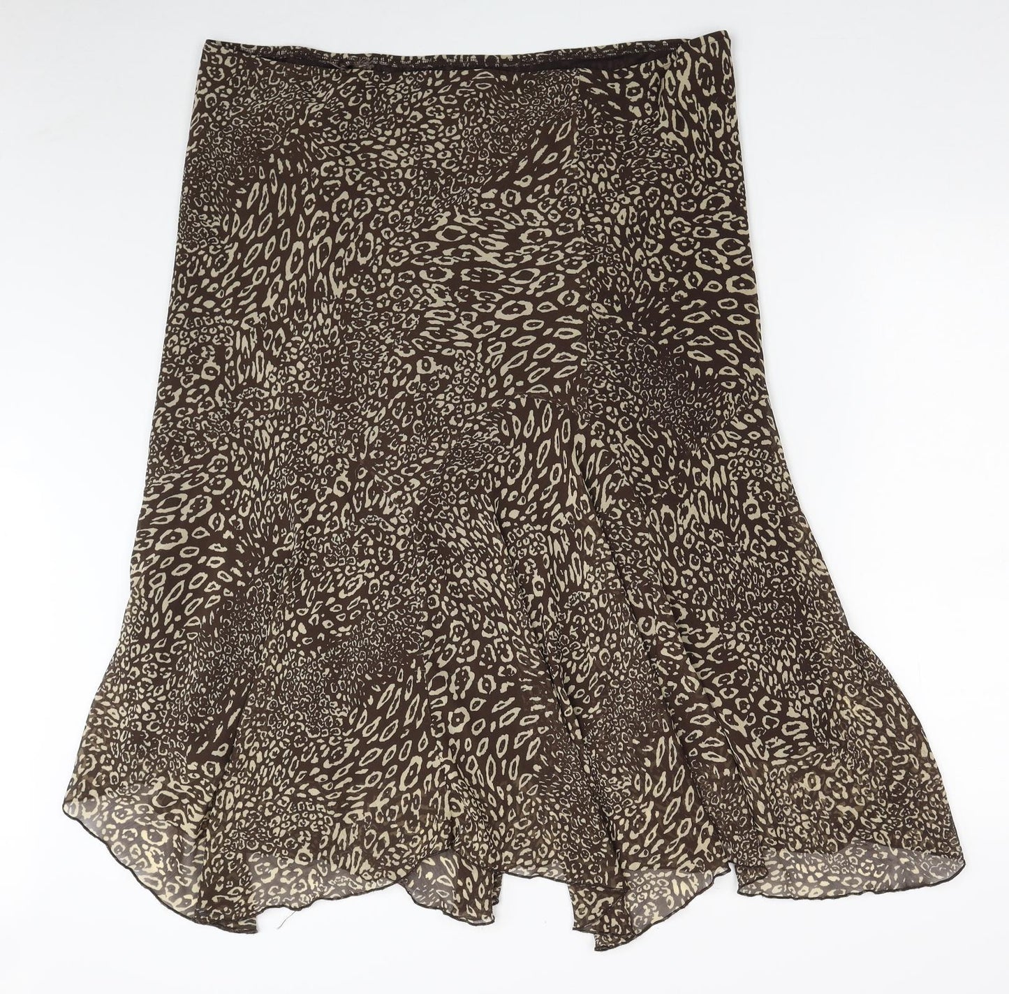 Per Una Womens Beige Animal Print Polyester Flare Skirt Size 18 - Leopard Print