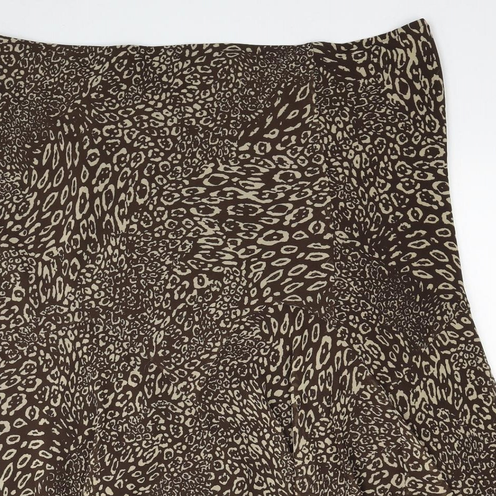 Per Una Womens Beige Animal Print Polyester Flare Skirt Size 18 - Leopard Print