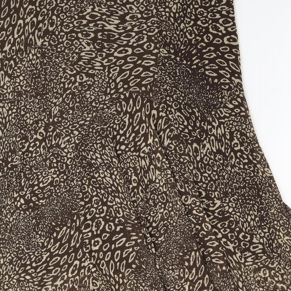 Per Una Womens Beige Animal Print Polyester Flare Skirt Size 18 - Leopard Print
