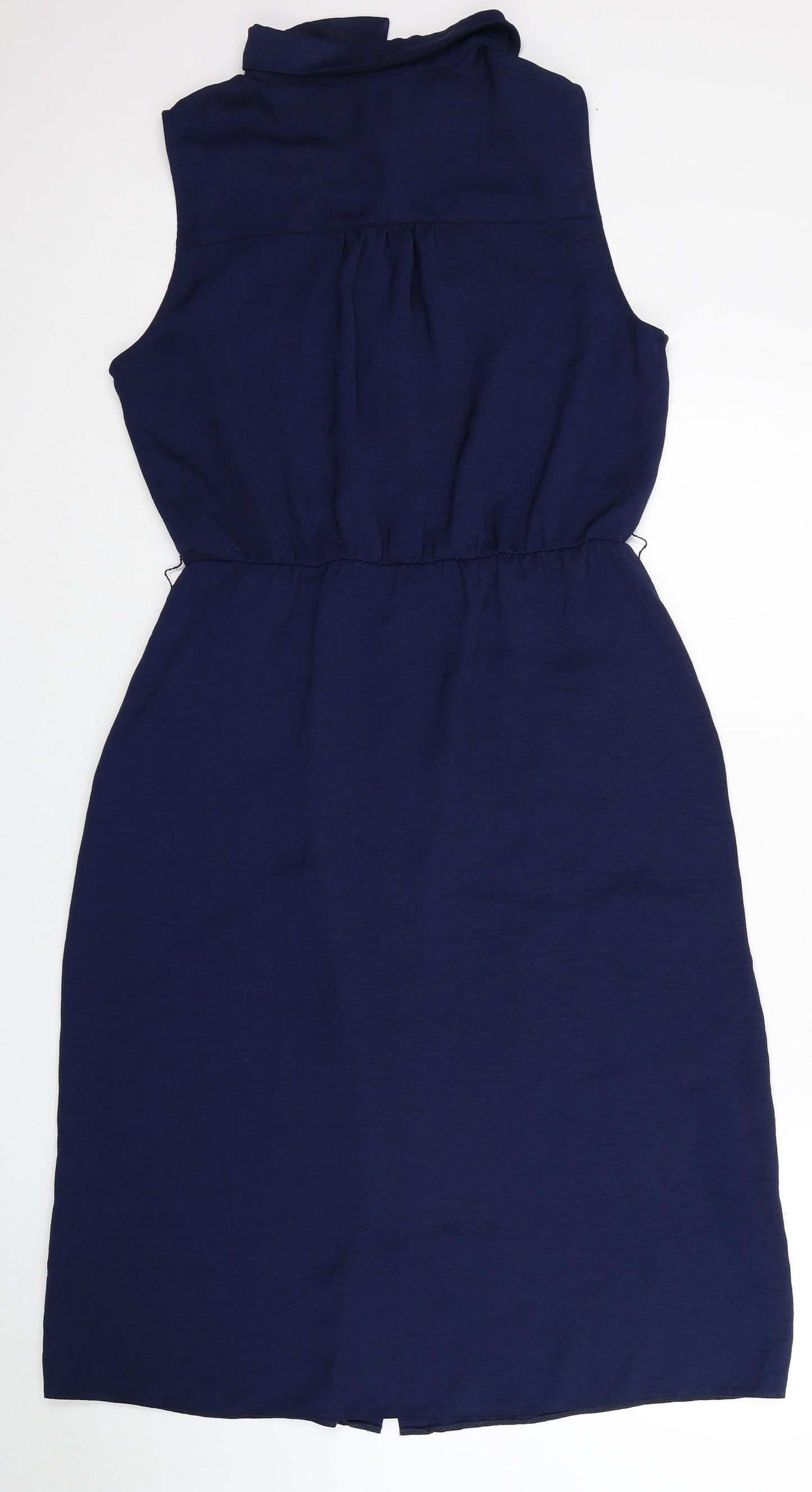 Edit Or'S Cut Womens Blue Polyester Shirt Dress Size 12 Collared Button - Elasticated Waist