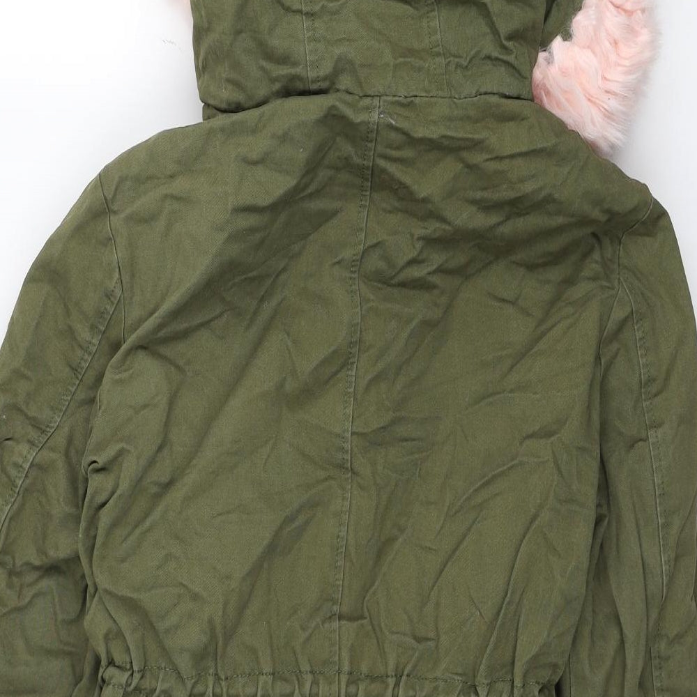 Preworn Womens Green Trench Coat Coat Size S Zip