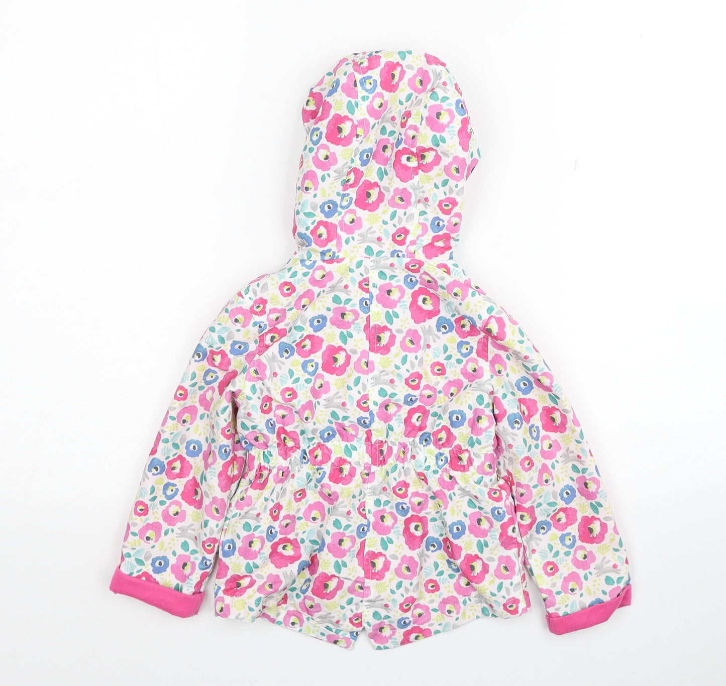 F&F Girls Multicoloured Floral Parka Coat Size 18-24 Months Zip