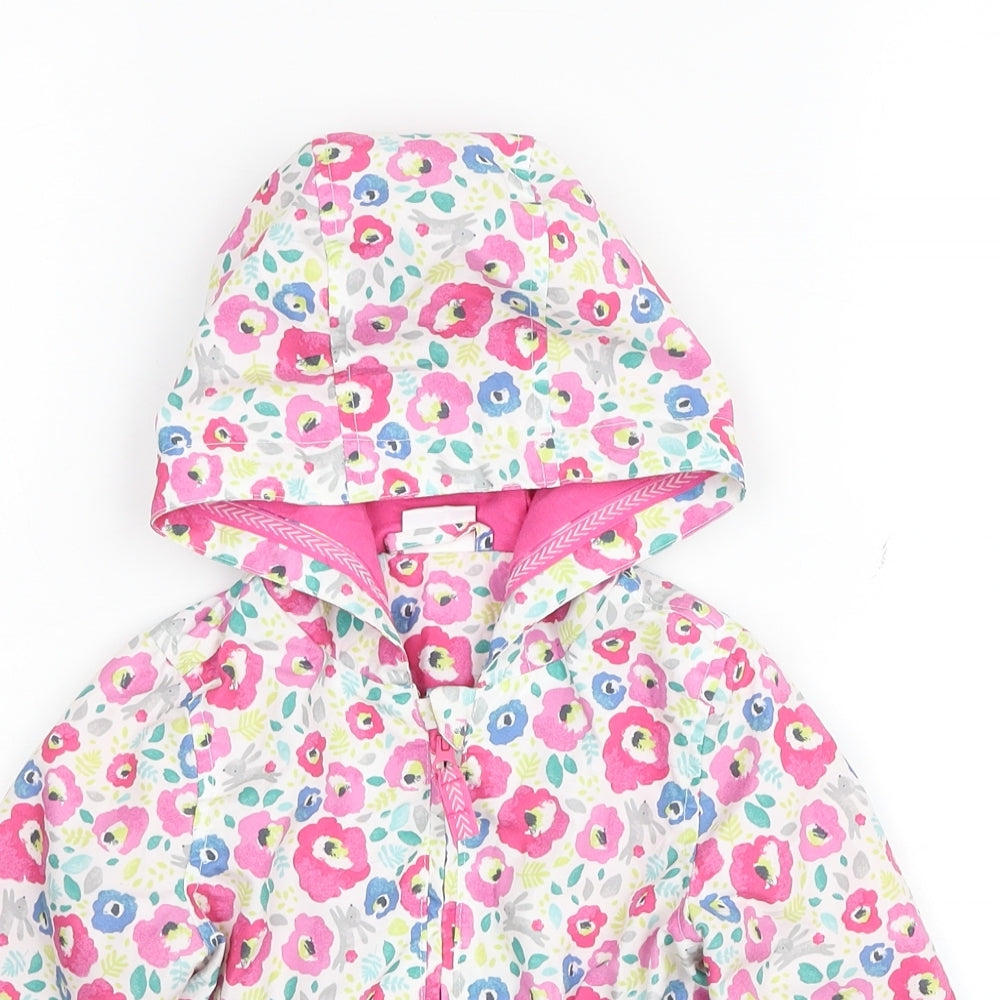 F&F Girls Multicoloured Floral Parka Coat Size 18-24 Months Zip