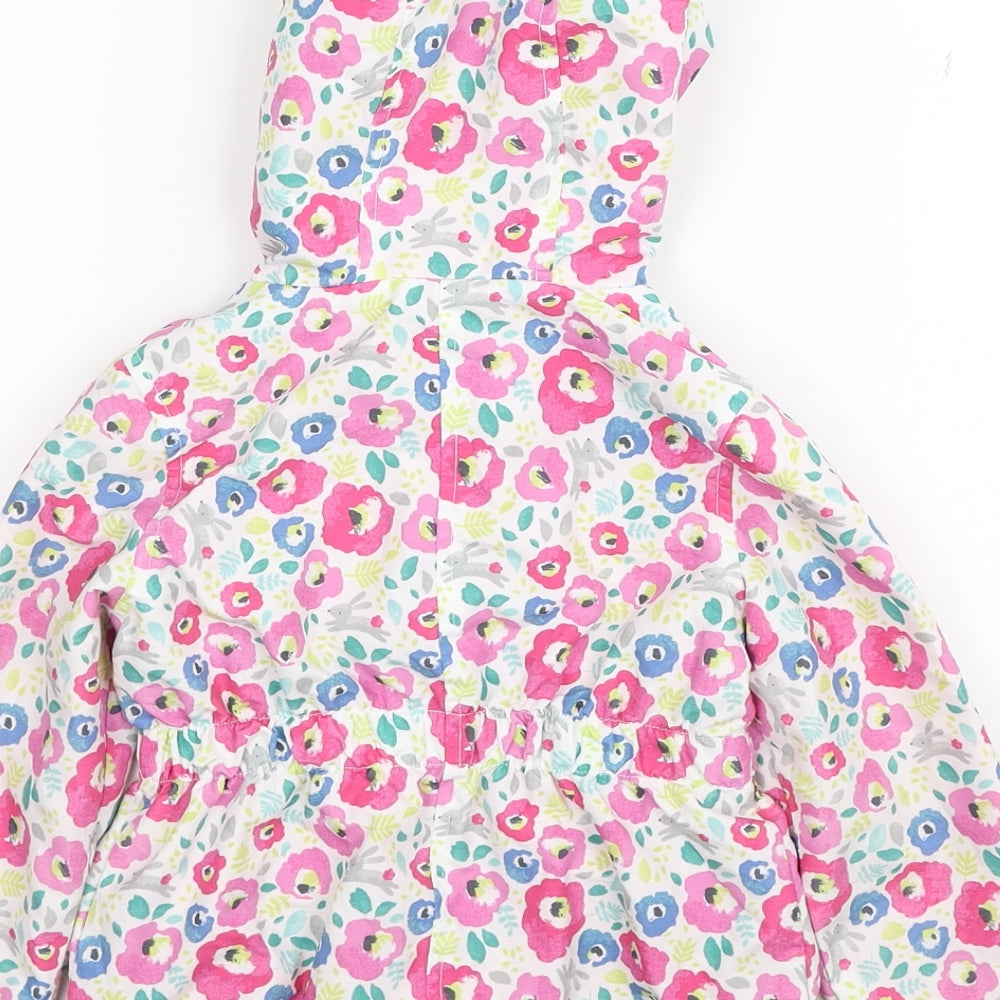 F&F Girls Multicoloured Floral Parka Coat Size 18-24 Months Zip