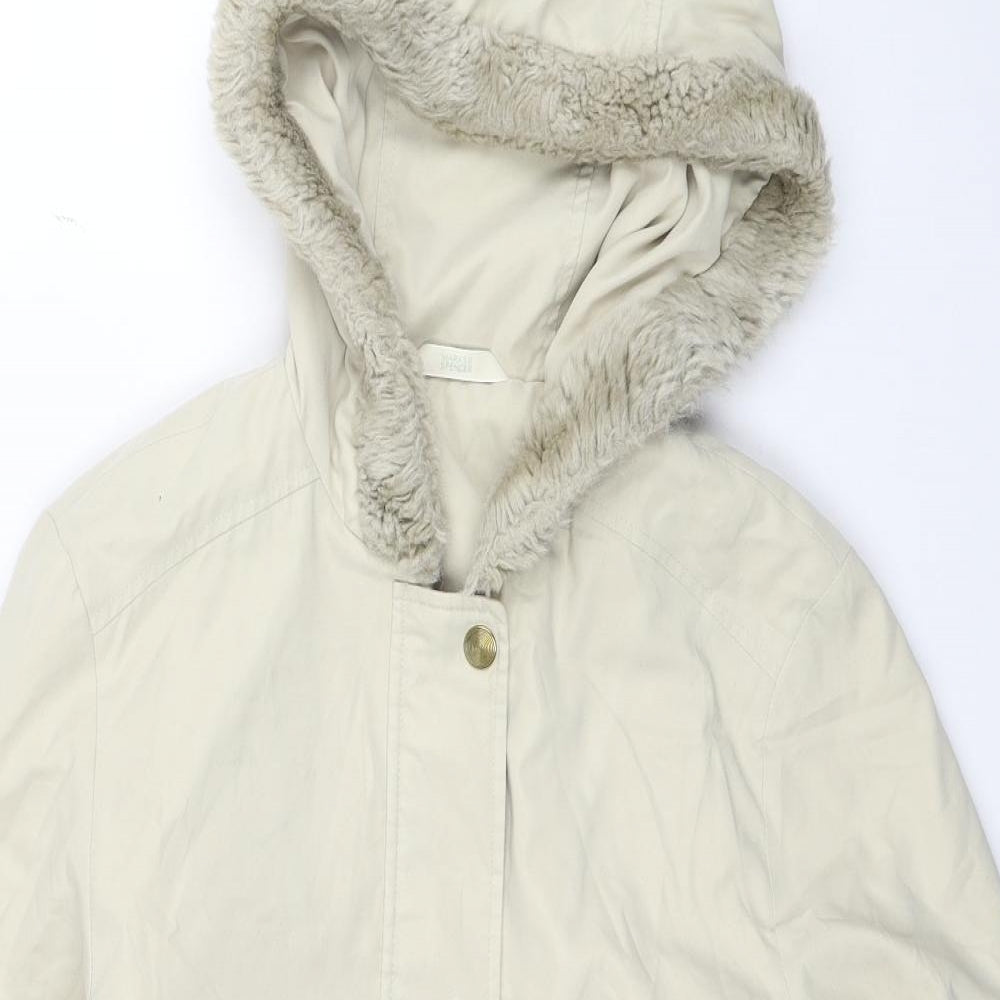 Marks and Spencer Womens Beige Parka Coat Size 8 Zip