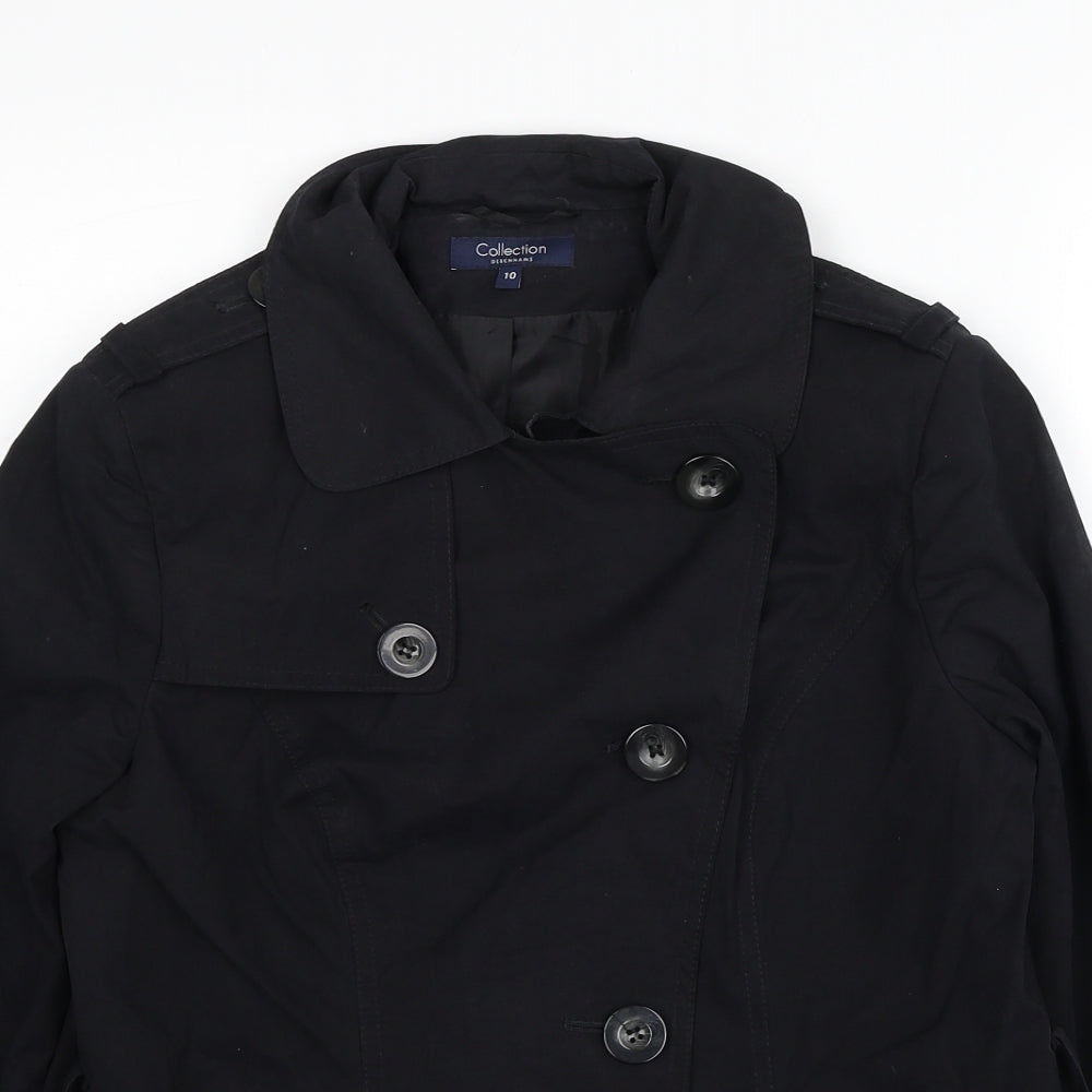 Debenhams Womens Black Trench Coat Coat Size 10 Button
