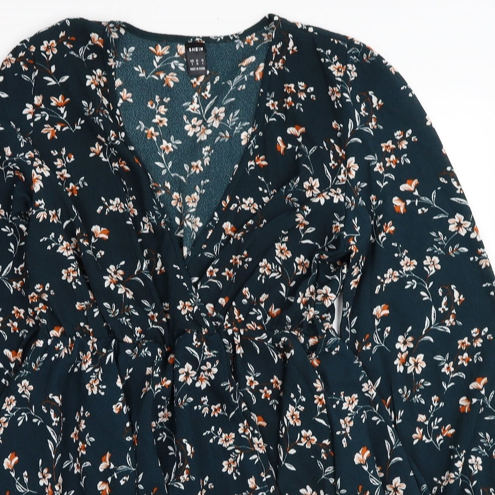 SheIn Womens Green Floral Polyester Playsuit One-Piece Size S L3 in Pullover