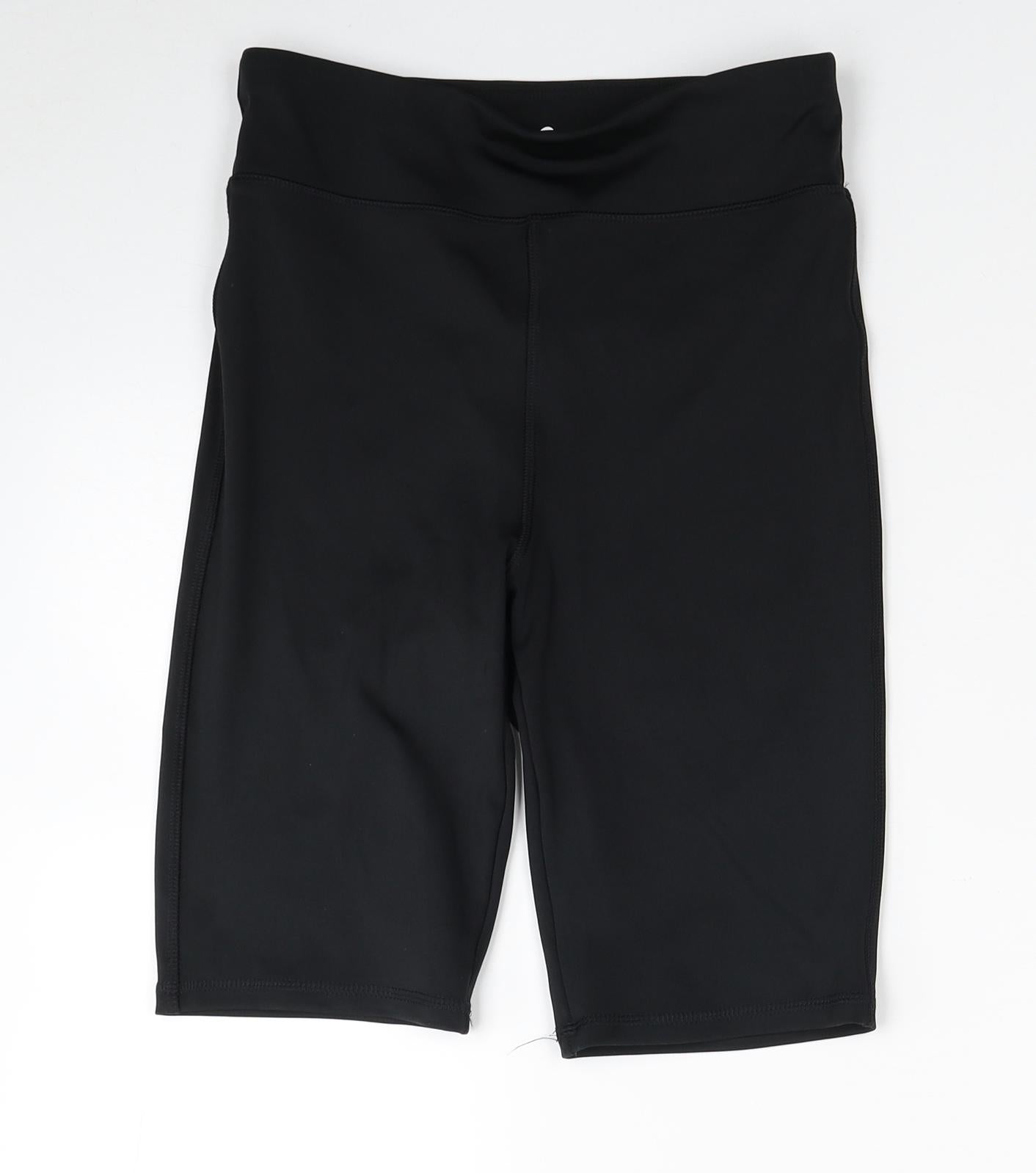 Active Womens Black Polyester Compression Shorts Size 10 L9 in Regular