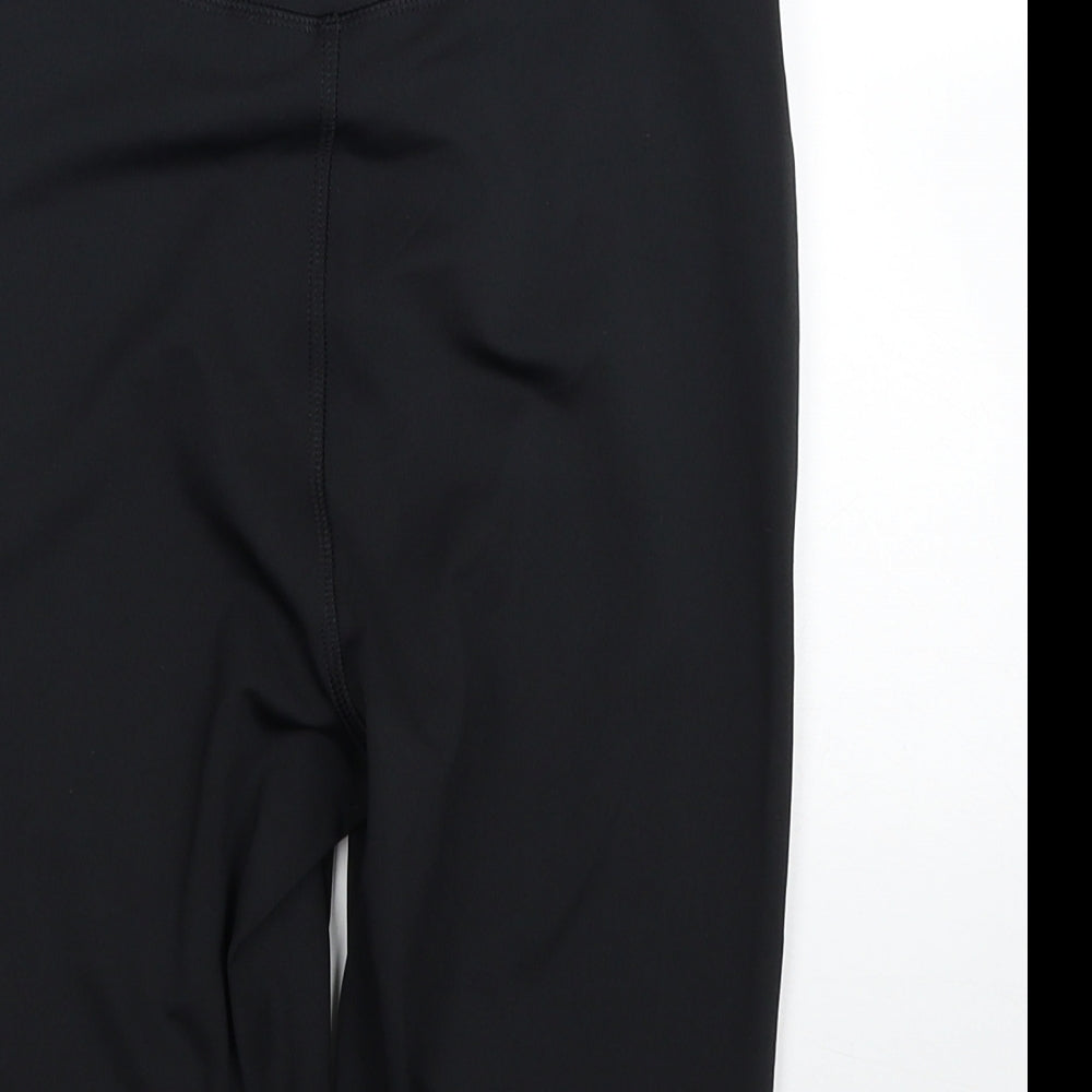 Active Womens Black Polyester Compression Shorts Size 10 L9 in Regular