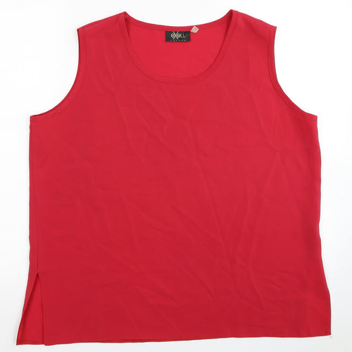 Exell Womens Red Polyester Basic Tank Size XL Scoop Neck