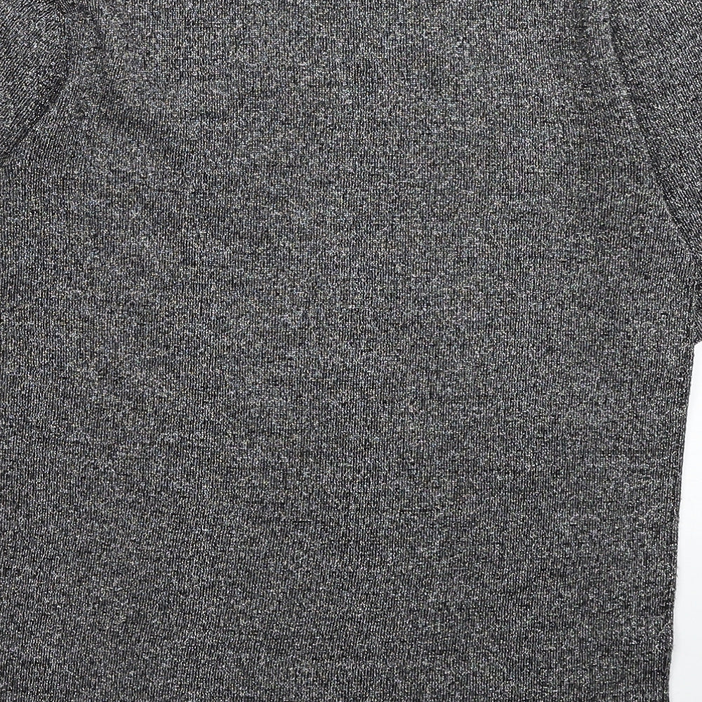 Alia Womens Silver Acrylic Basic T-Shirt Size S Round Neck