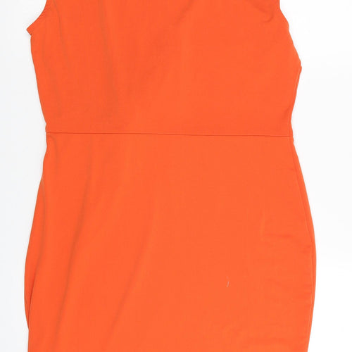 Body Flirt Womens Orange Polyester Pencil Dress Size 12 Boat Neck Pullover - Size 12-14 Knot Detail