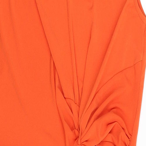 Body Flirt Womens Orange Polyester Pencil Dress Size 12 Boat Neck Pullover - Size 12-14 Knot Detail