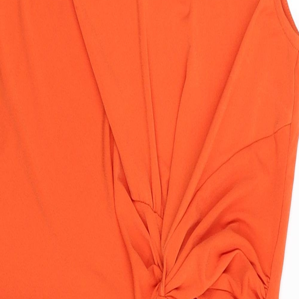 Body Flirt Womens Orange Polyester Pencil Dress Size 12 Boat Neck Pullover - Size 12-14 Knot Detail