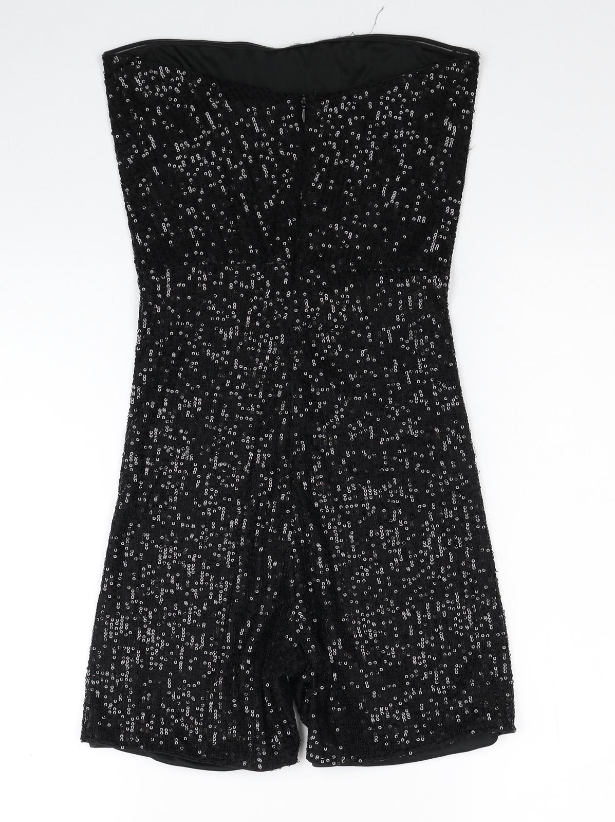 Club London Womens Black Polyester Playsuit One-Piece Size 6 L5 in Zip