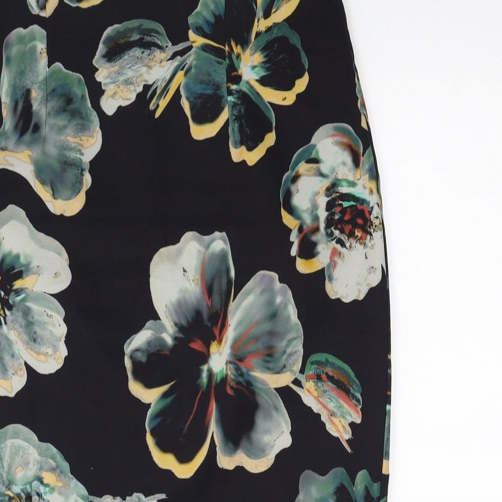 Per Una Womens Black Floral Polyester Straight & Pencil Skirt Size 12 Zip
