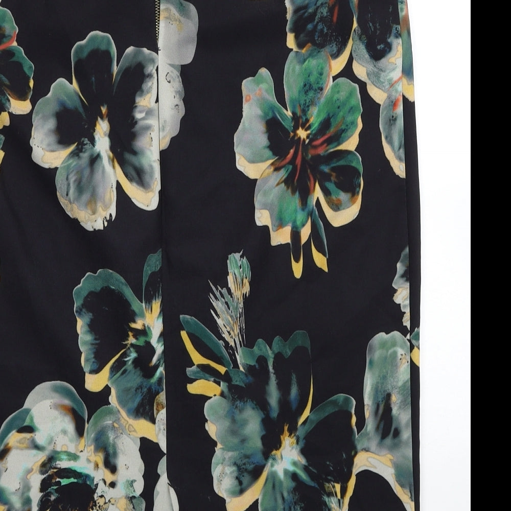 Per Una Womens Black Floral Polyester Straight & Pencil Skirt Size 12 Zip