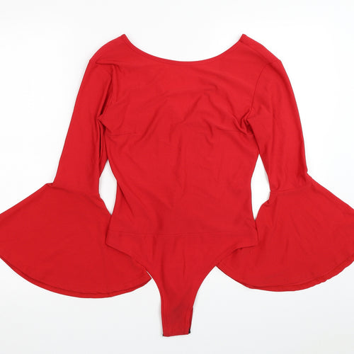 Look of the day Womens Red Polyester Bodysuit One-Piece Size 8 Snap