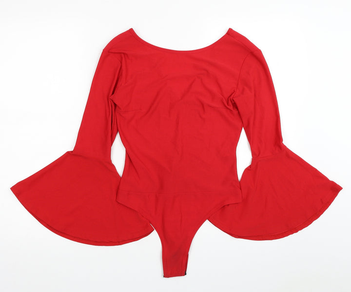 Look of the day Womens Red Polyester Bodysuit One-Piece Size 8 Snap