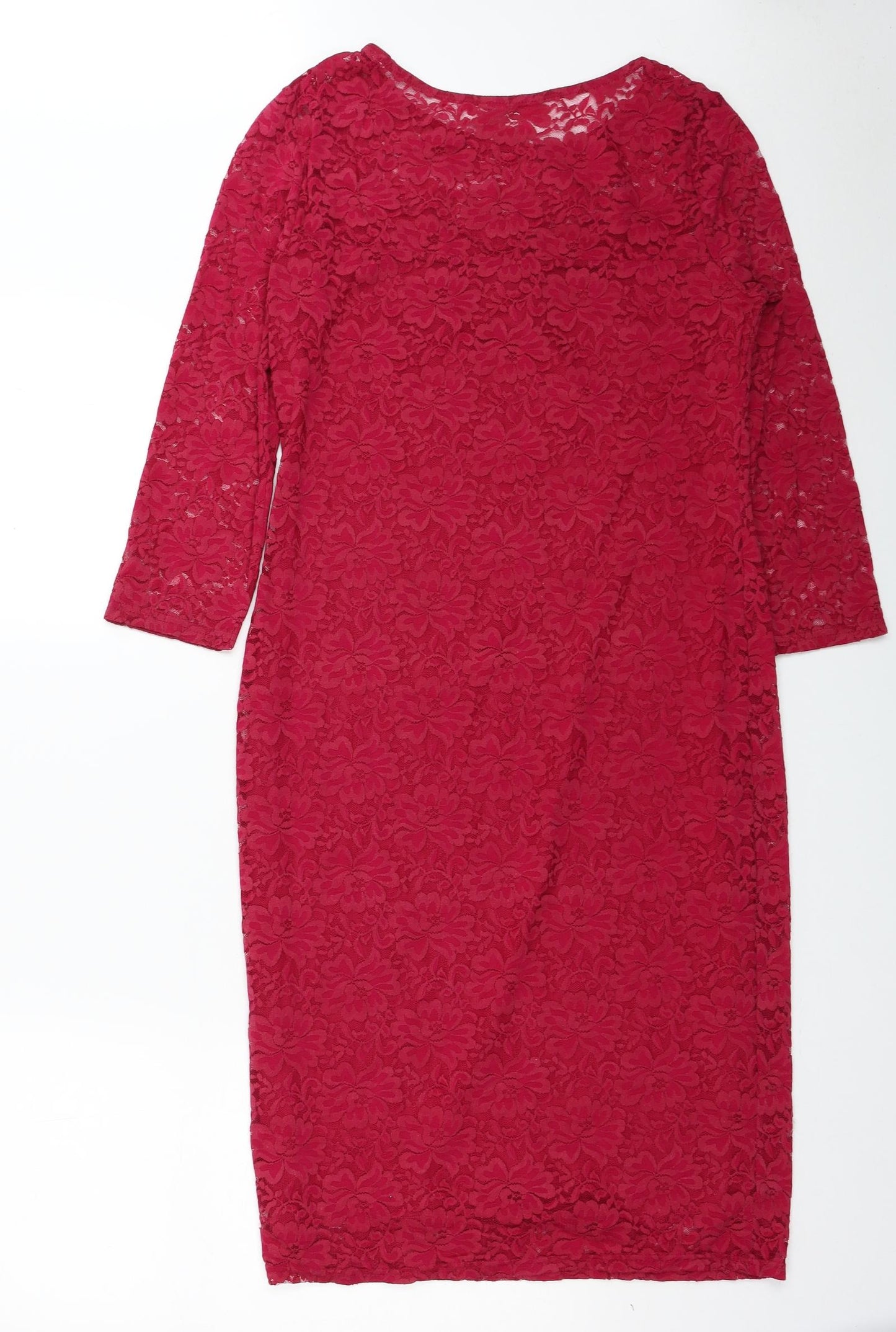Preworn Womens Pink Floral Polyester A-Line Size 16 Round Neck Pullover