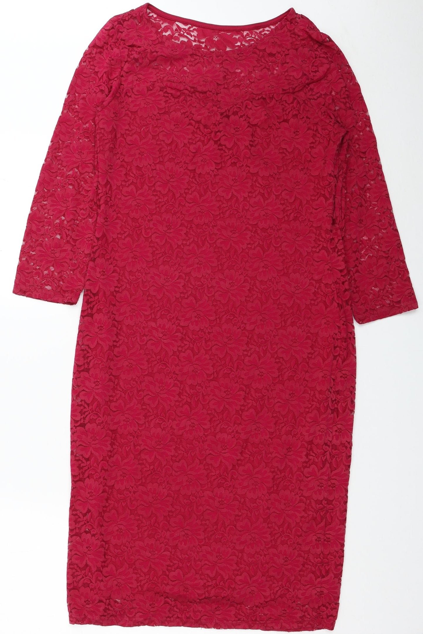 Preworn Womens Pink Floral Polyester A-Line Size 16 Round Neck Pullover