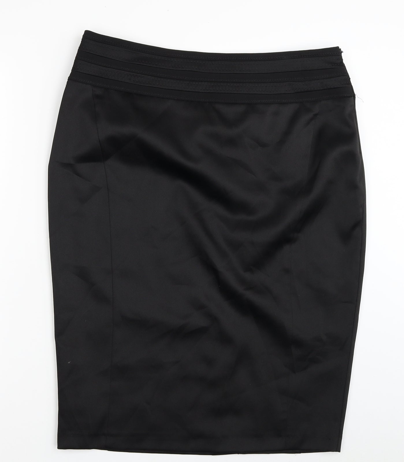 E-vie Womens Black Polyester Straight & Pencil Skirt Size 16 Zip