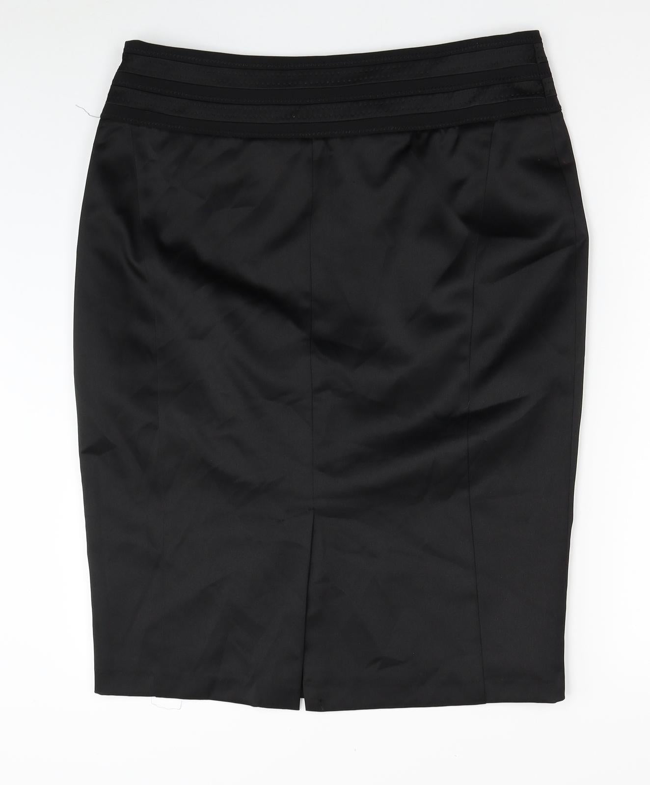 E-vie Womens Black Polyester Straight & Pencil Skirt Size 16 Zip