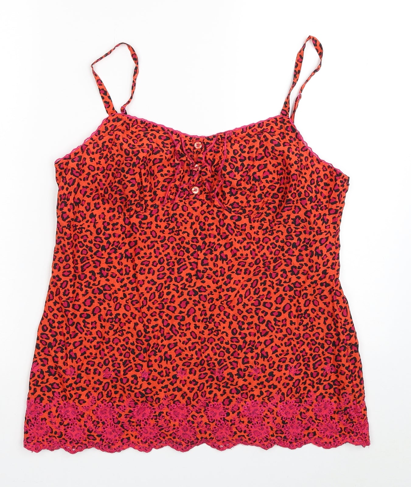 Per Una Womens Pink Animal Print Cotton Camisole Tank Size 14 Sweetheart - Leopard Print