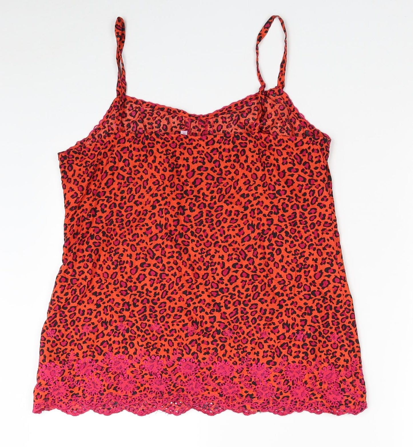 Per Una Womens Pink Animal Print Cotton Camisole Tank Size 14 Sweetheart - Leopard Print