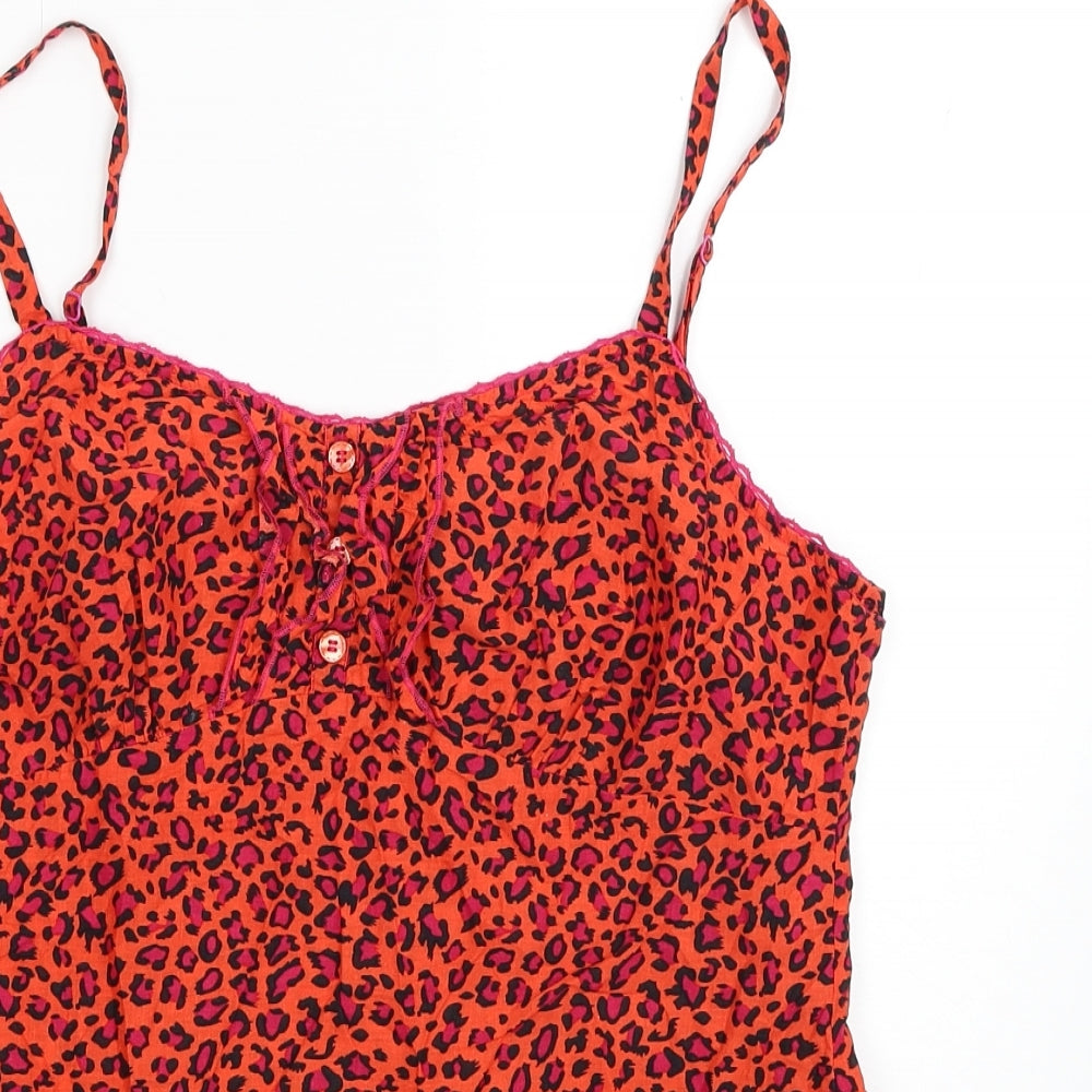 Per Una Womens Pink Animal Print Cotton Camisole Tank Size 14 Sweetheart - Leopard Print