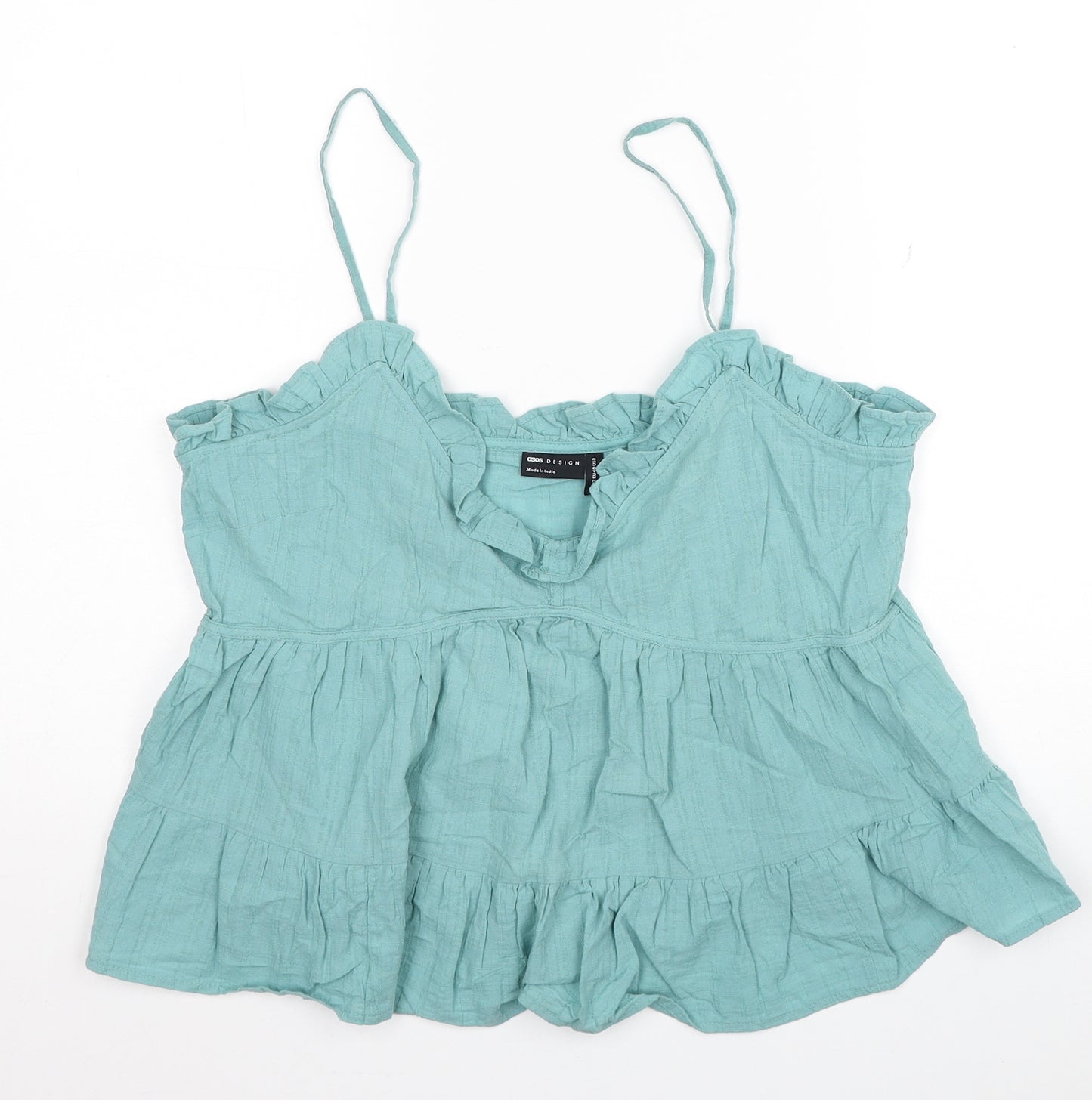 ASOS Womens Blue Cotton Camisole Tank Size 12 V-Neck