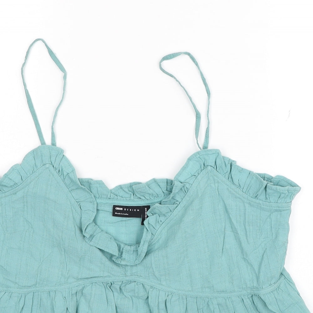 ASOS Womens Blue Cotton Camisole Tank Size 12 V-Neck