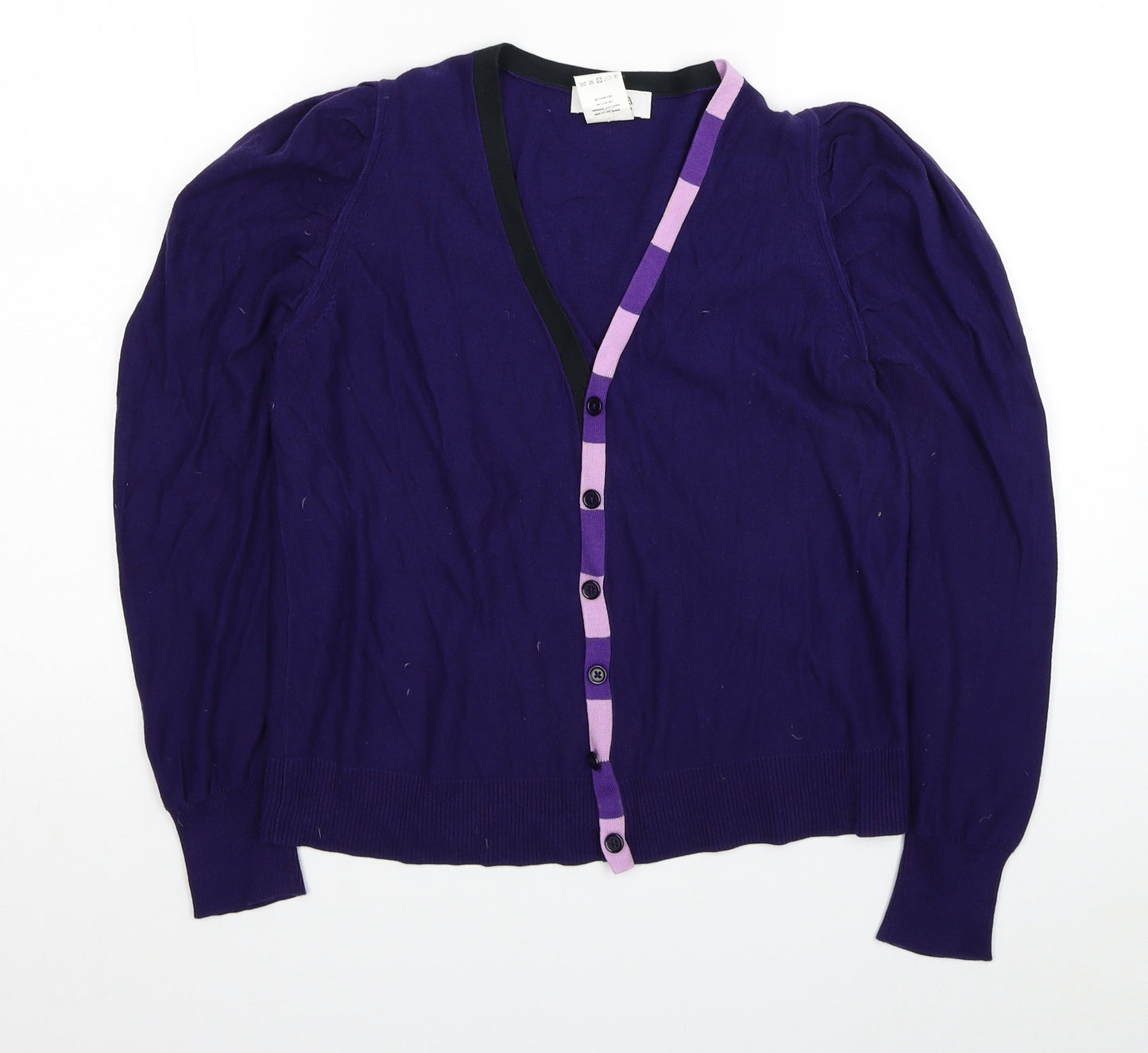 Sonia Womens Purple V-Neck Cotton Cardigan Jumper Size L