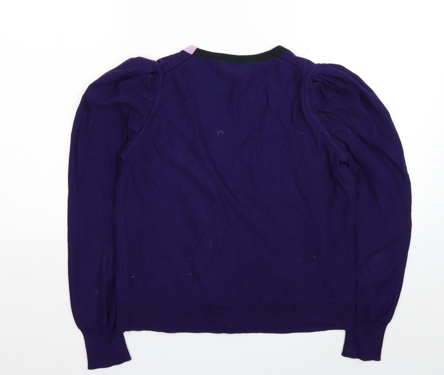 Sonia Womens Purple V-Neck Cotton Cardigan Jumper Size L